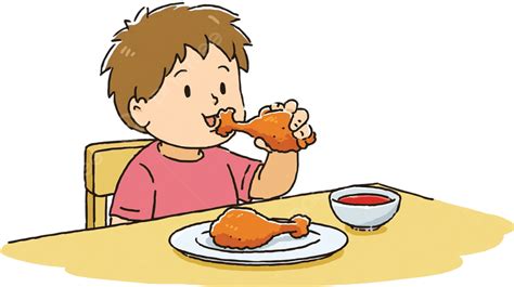 Ilustración de una persona comiendo pollo deshidratado durante una actividad de senderismo