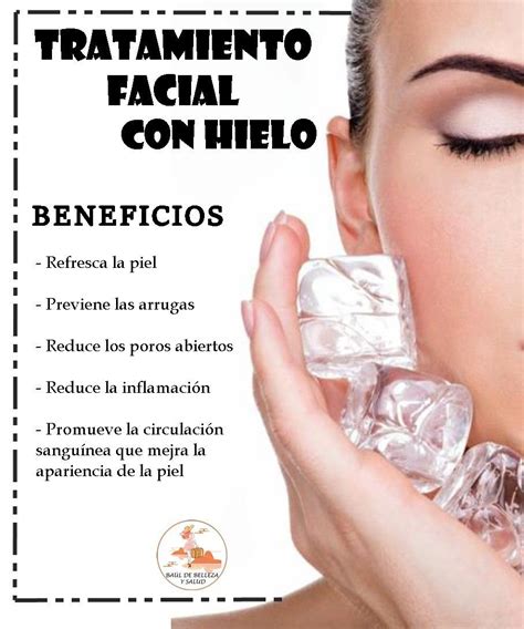 Infografía sobre los beneficios del hielo para la piel del rostro