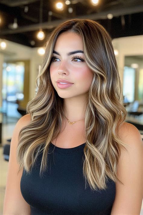Mujer con cabello balayage en tonos naturales