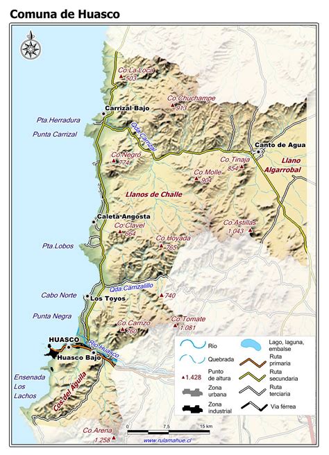 Mapa turístico del Valle del Huasco y sus atractivos