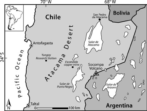 Mapa histórico de la región del desierto de Atacama