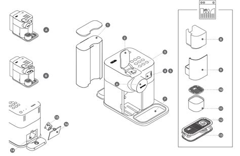 Diagrama del sistema de leche integrado de la Nespresso Lattissima One
