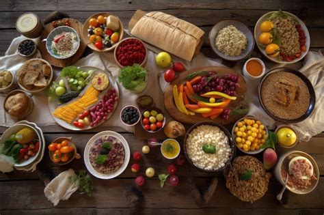 Fotografía gastronómica de un banquete vegano variado y saludable preparado para un evento social