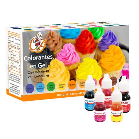Paleta de colores de colorantes en gel para repostería