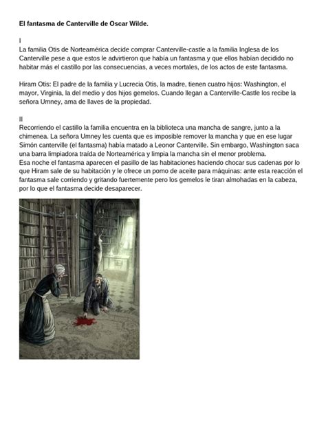 Esquema narrativo: La llegada de los Otis al castillo de Canterville y el inicio del conflicto entre el fantasma y la familia.