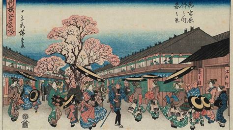Ilustración histórica de un puesto de sushi en Edo (Tokio).