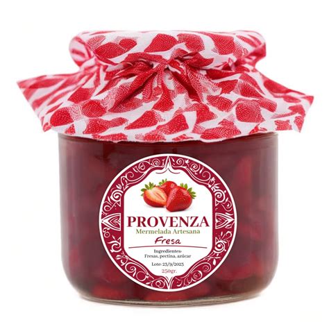 Diagrama mostrando las diferentes ubicaciones de etiquetas en un tarro de mermelada