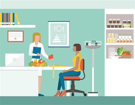 ilustración de una persona consultando a un nutricionista