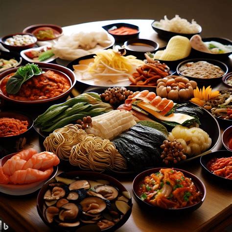 Infografía mostrando ingredientes clave de la cocina coreana como gochujang, doenjang, tofu y algas