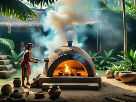 Diagrama de un horno de tierra tradicional mexicano