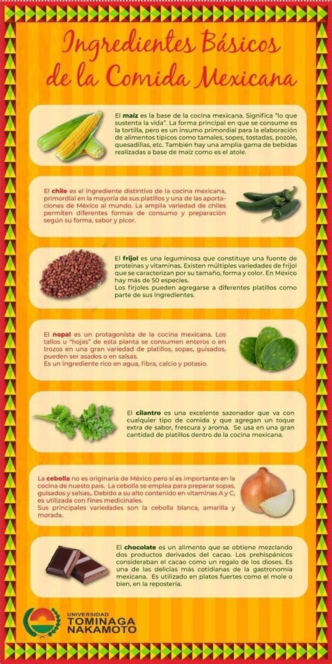 Infografía sobre los ingredientes fundamentales de la cocina mexicana