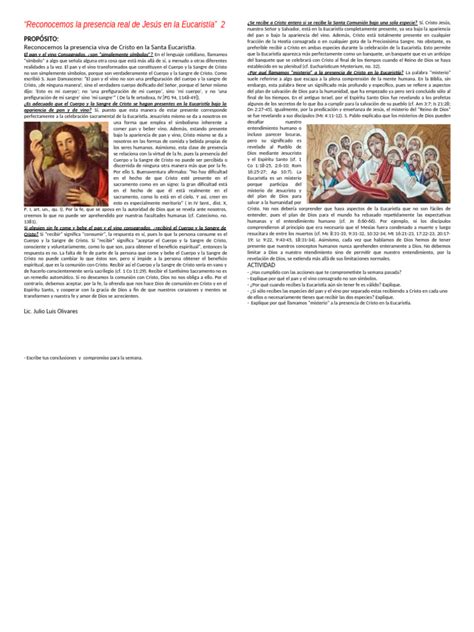 Infografía que ilustra la Presencia Real de Cristo en el pan y el vino consagrados.