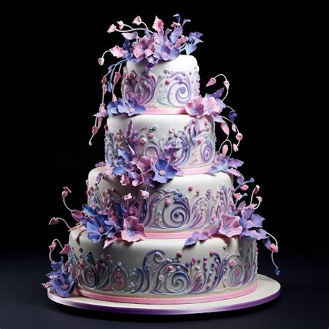 Fotografía profesional de un pastel de bodas de varios niveles elaborado artesanalmente