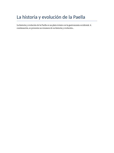 Esquema con la historia y evolución de la paella