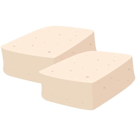 Ilustración de bloques de tofu y elementos de repostería vegana