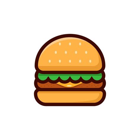 Ilustración de una hamburguesa estilo kawaii en diseño plano con fondo transparente