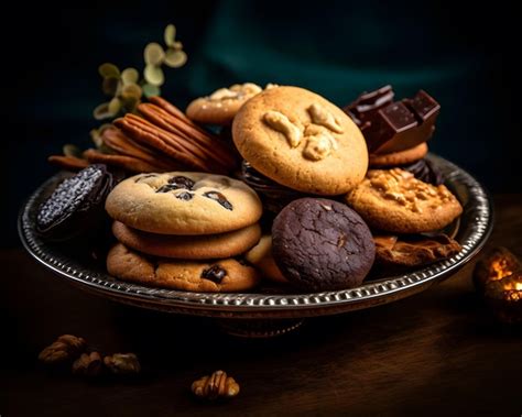 Foto de galletas proteicas variadas en un plato, mostrando diferentes texturas y sabores como chocolate, cacahuete y canela.