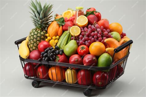 Fotografía de una cesta variada con frutas y verduras frescas recién entregadas.