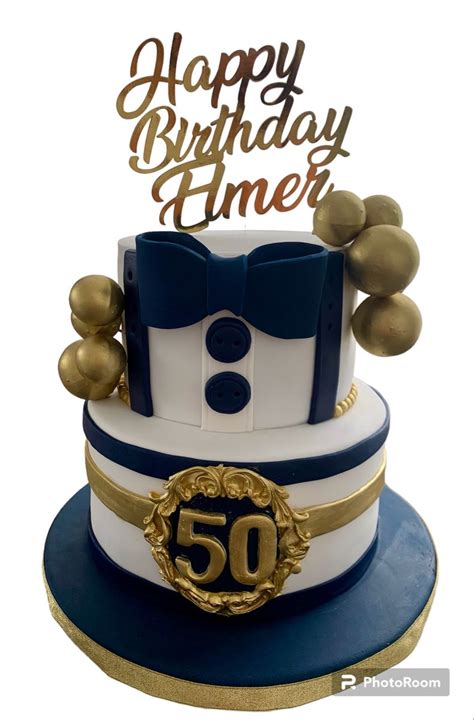 Torta elegante para hombre de 50 años con elementos de diseño sofisticado