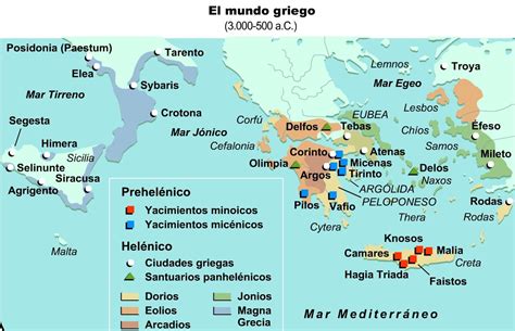 Mapa esquemático de los principales santuarios de Afrodita en el mundo griego antiguo.