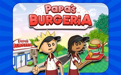 Esquema de la interfaz principal de Papa's Burgeria con las estaciones de trabajo destacadas