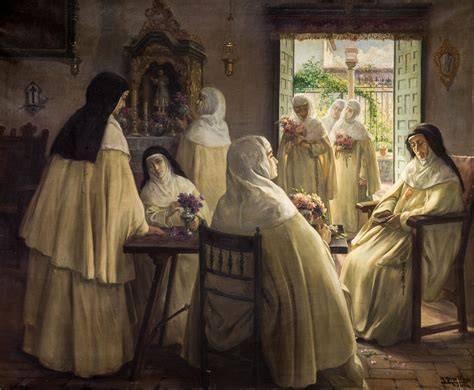 Pintura de monjas preparando chocolate en un convento.