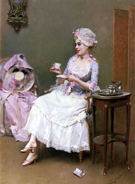 Raimundo de Madrazo y Garreta. Mujer tomando chocolate caliente.