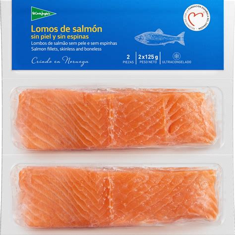 Envase de recortes de salmón congelados para venta comercial
