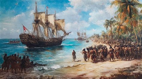 Representación de un juicio por tierras entre indígenas y colonos españoles.
