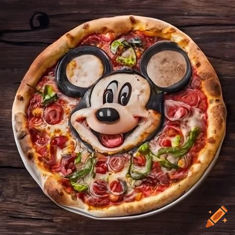 Pizza en forma de Mickey Mouse decorada con frutas