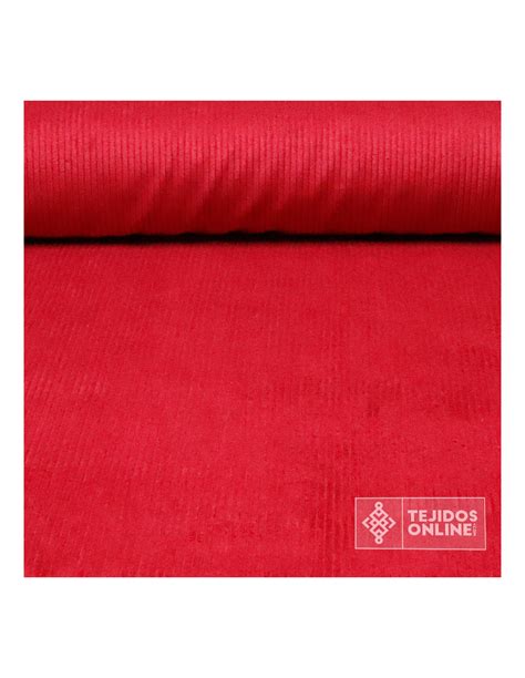 Muestra de tejido de pana roja con textura de canalé de alta calidad para tapicería
