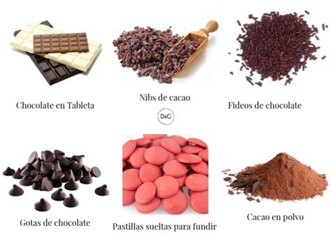 Ilustración de diferentes tipos de chocolate de repostería