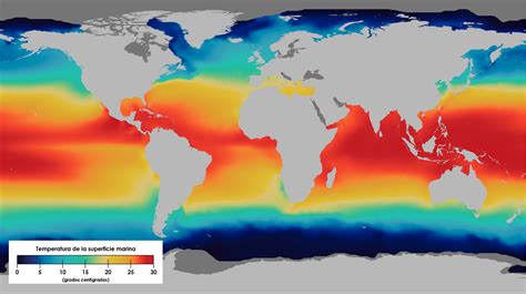 Mapa de anomalías de temperatura superficial del mar durante un evento de La Niña