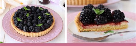 Imagen de una tartaleta de moras finalizada, sin horno, con bayas frescas encima