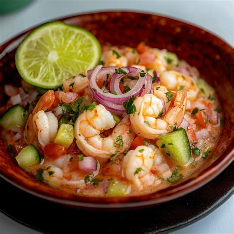 Ingredientes frescos para ceviche de camarón