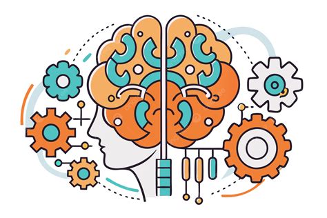 Ilustración de un cerebro humano con engranajes o conexiones que simbolizan actividad y agilidad mental