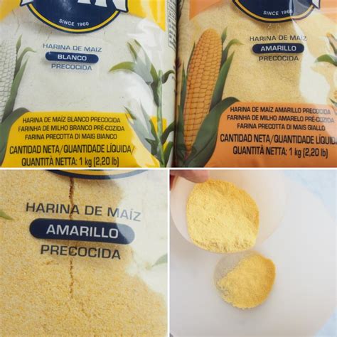 Ingredientes básicos para arepas: paquete de harina de maíz blanca, sal, un vaso de agua y un bol