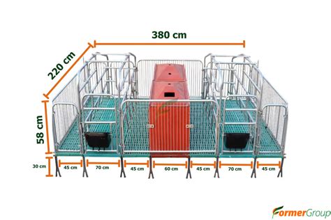 Esquema de una jaula de gestación para cerdas o jaula de gallinas ponedoras en batería