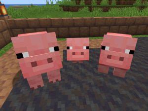 Ilustración de un cerdo en Minecraft, mostrando su modelo básico.