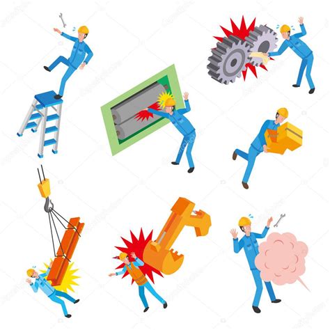 Representación gráfica de un accidente laboral en maquinaria industrial
