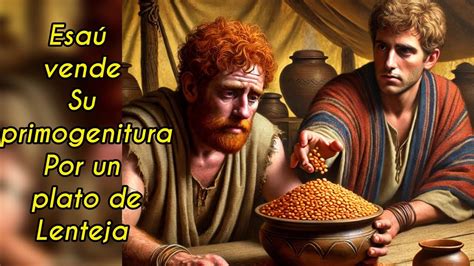 Ilustración de Esaú vendiendo su primogenitura a Jacob por un plato de lentejas
