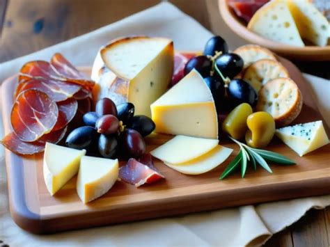 Variedad de antipasti italianos con embutidos, quesos y verduras