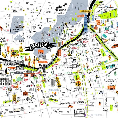 Mapa gastronómico de Santiago con las principales sangucherías destacadas