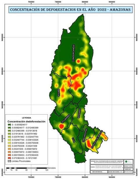 Mapa de deforestación en zonas de producción de palmito