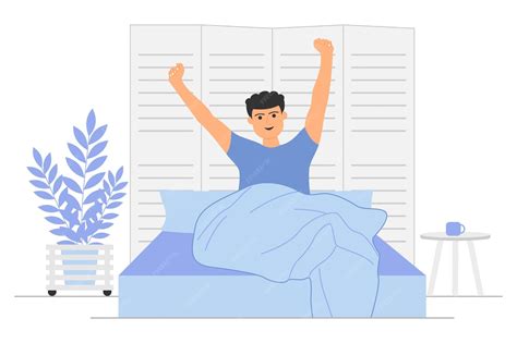 Ilustración de una persona levantándose de la cama para hacer una actividad relajante