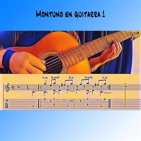 Partitura simplificada o tablatura de un montuno básico en La menor