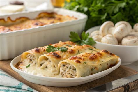 Ingredientes frescos para la preparación de canelones de pollo