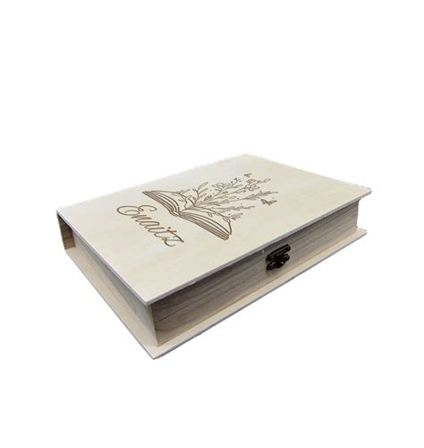 Cajas de madera con forma de libro, personalizadas como recuerditos de fiesta