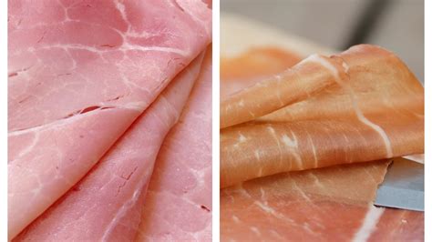 Infografía comparando el jamón serrano, jamón cocido y jamón ahumado