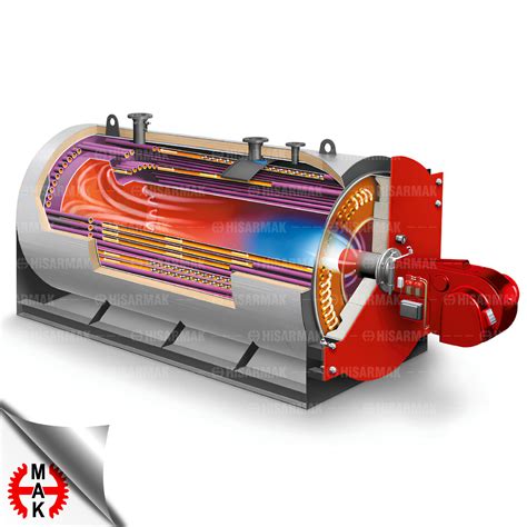 Vista interior de una caldera de vapor Viessmann Vitomax, destacando la disposición de los tubos y el quemador.